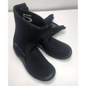 Deep See Black Zip Up Scuba Shoes Boots Zipper Swimming Diving Sea Size 5